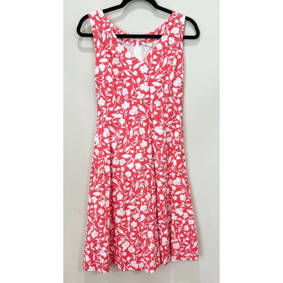 Boden Pink White Floral Dress 4P Linen Cotton Sleeveless Waist Tie Resort Cruise - Picture 1 of 12